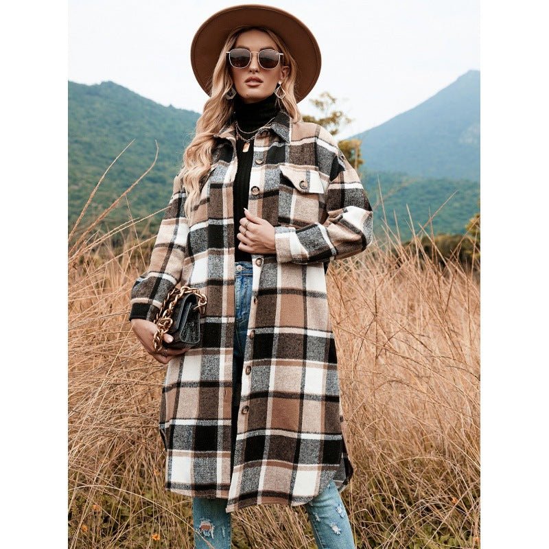 Women’s Polyester Coat with Side Slit Lapel, Slim Fit for Commuting - Merch Gone Viral