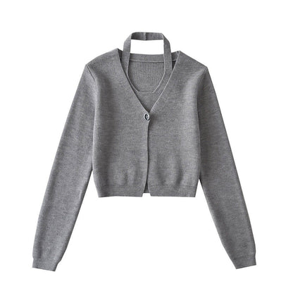 Women’s Polyester V-Neck Knit Vest Cardigan Loose Fit Workwear - Merch Gone Viral