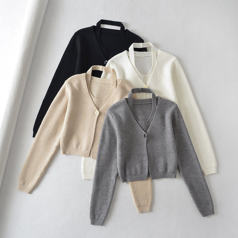 Women’s Polyester V-Neck Knit Vest Cardigan Loose Fit Workwear - Merch Gone Viral