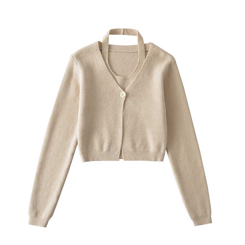 Women’s Polyester V-Neck Knit Vest Cardigan Loose Fit Workwear - Merch Gone Viral