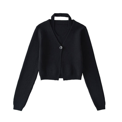 Women’s Polyester V-Neck Knit Vest Cardigan Loose Fit Workwear - Merch Gone Viral
