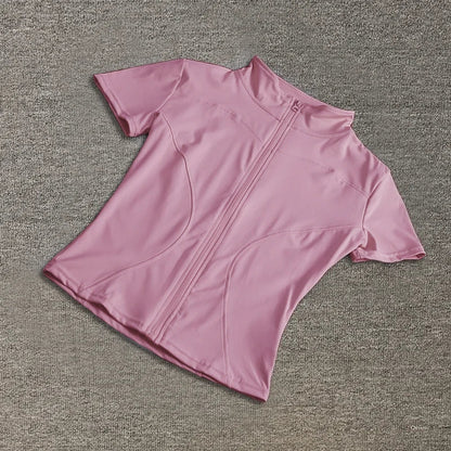 Women’s Quick Dry Slimming Training Top Full Zip Stand Collar Yoga - Merch Gone Viral