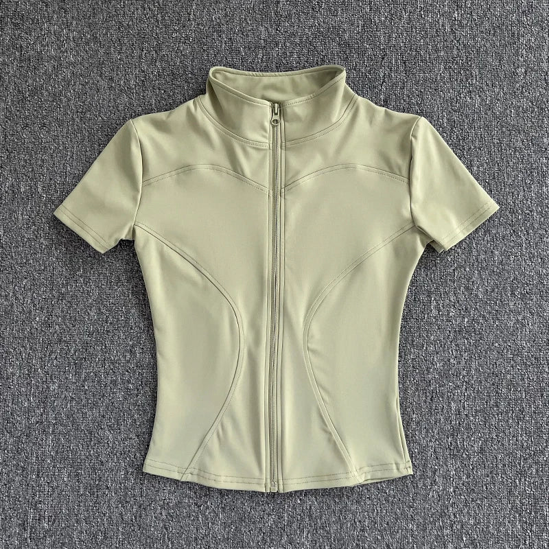 Women’s Quick Dry Slimming Training Top Full Zip Stand Collar Yoga - Merch Gone Viral