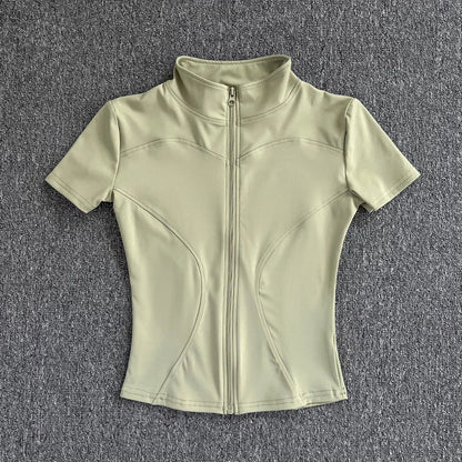Women’s Quick Dry Slimming Training Top Full Zip Stand Collar Yoga - Merch Gone Viral