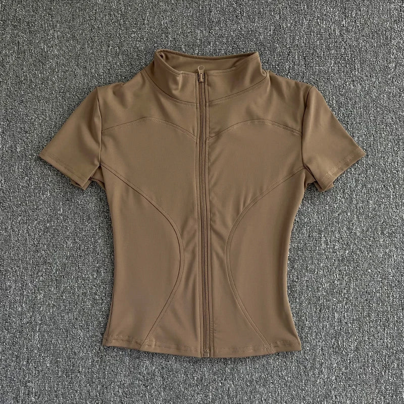 Women’s Quick Dry Slimming Training Top Full Zip Stand Collar Yoga - Merch Gone Viral