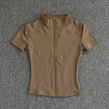 Women’s Quick Dry Slimming Training Top Full Zip Stand Collar Yoga - Merch Gone Viral