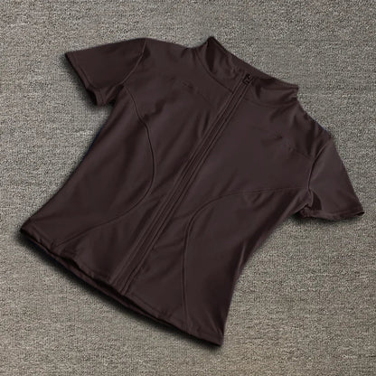 Women’s Quick Dry Slimming Training Top Full Zip Stand Collar Yoga - Merch Gone Viral