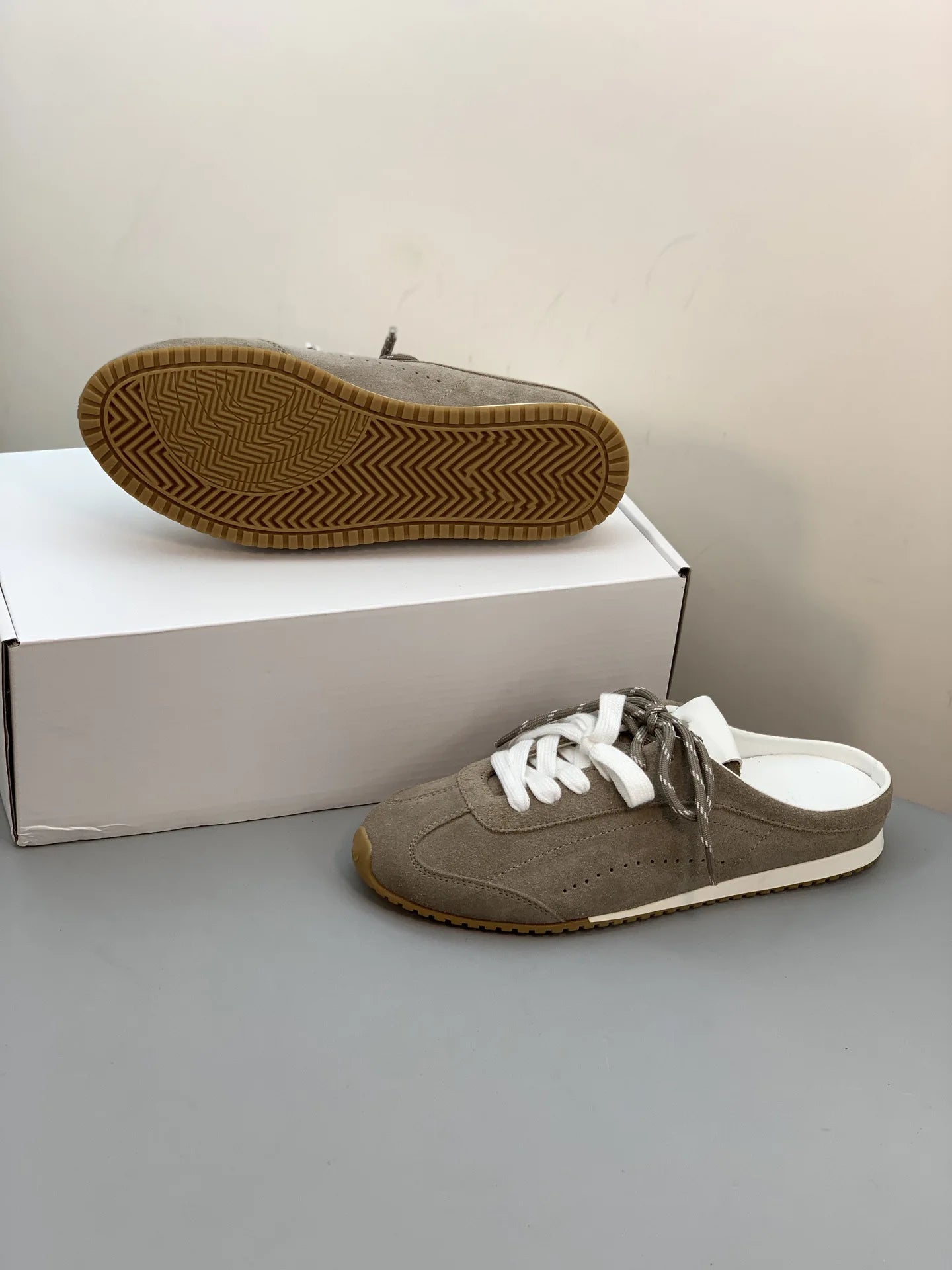 Women’s Retro Suede Trainer Mule Sneakers Slip On Backless True To Size Casual - Merch Gone Viral