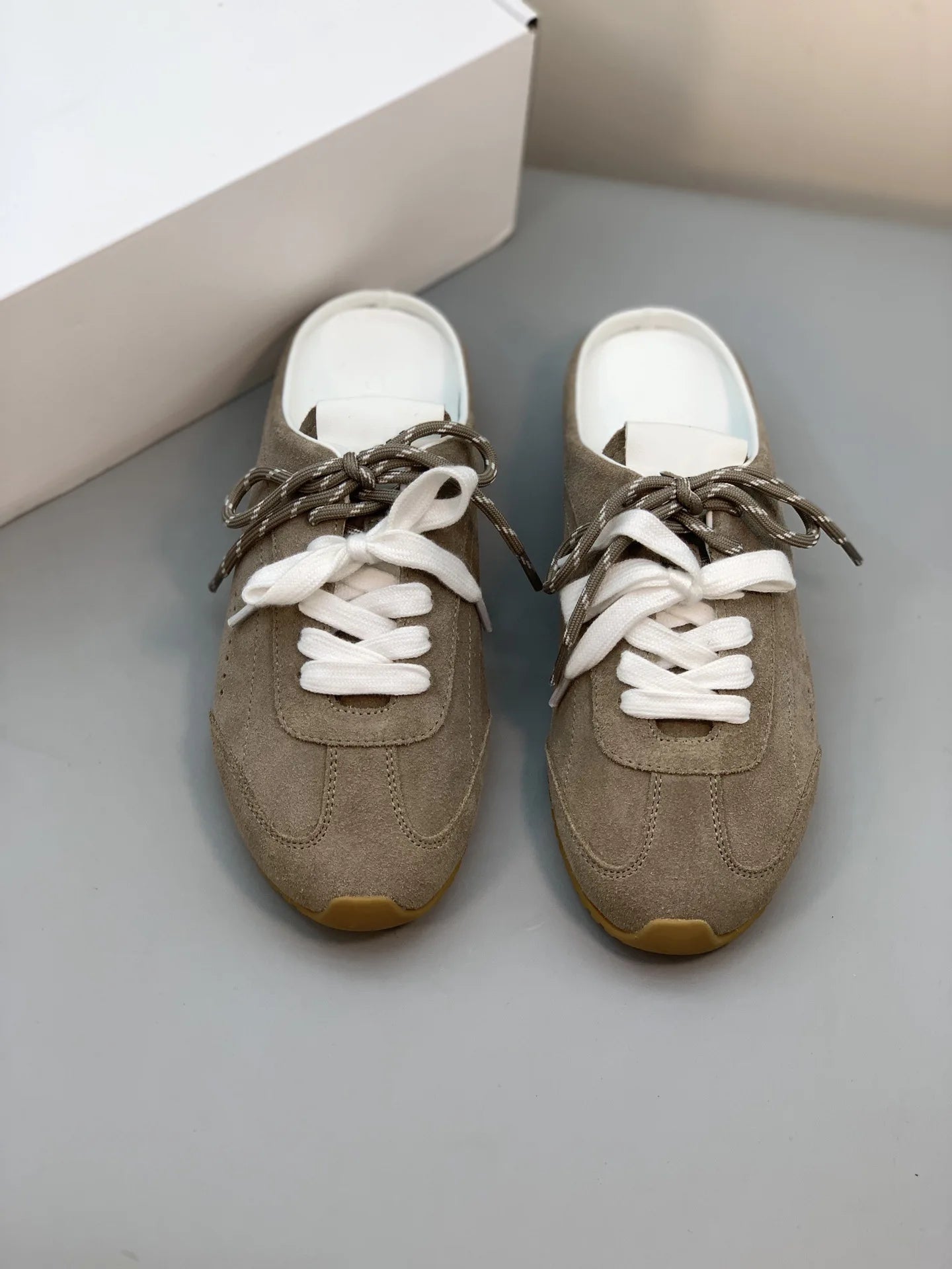 Women’s Retro Suede Trainer Mule Sneakers Slip On Backless True To Size Casual - Merch Gone Viral