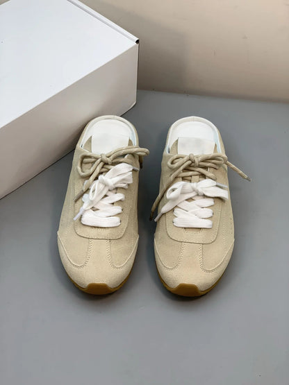 Women’s Retro Suede Trainer Mule Sneakers Slip On Backless True To Size Casual - Merch Gone Viral
