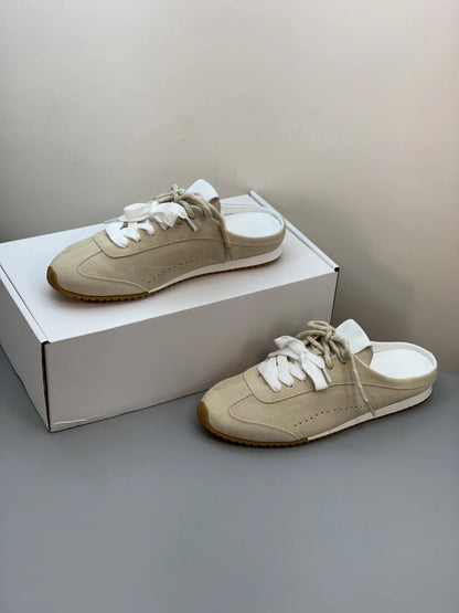 Women’s Retro Suede Trainer Mule Sneakers Slip On Backless True To Size Casual - Merch Gone Viral