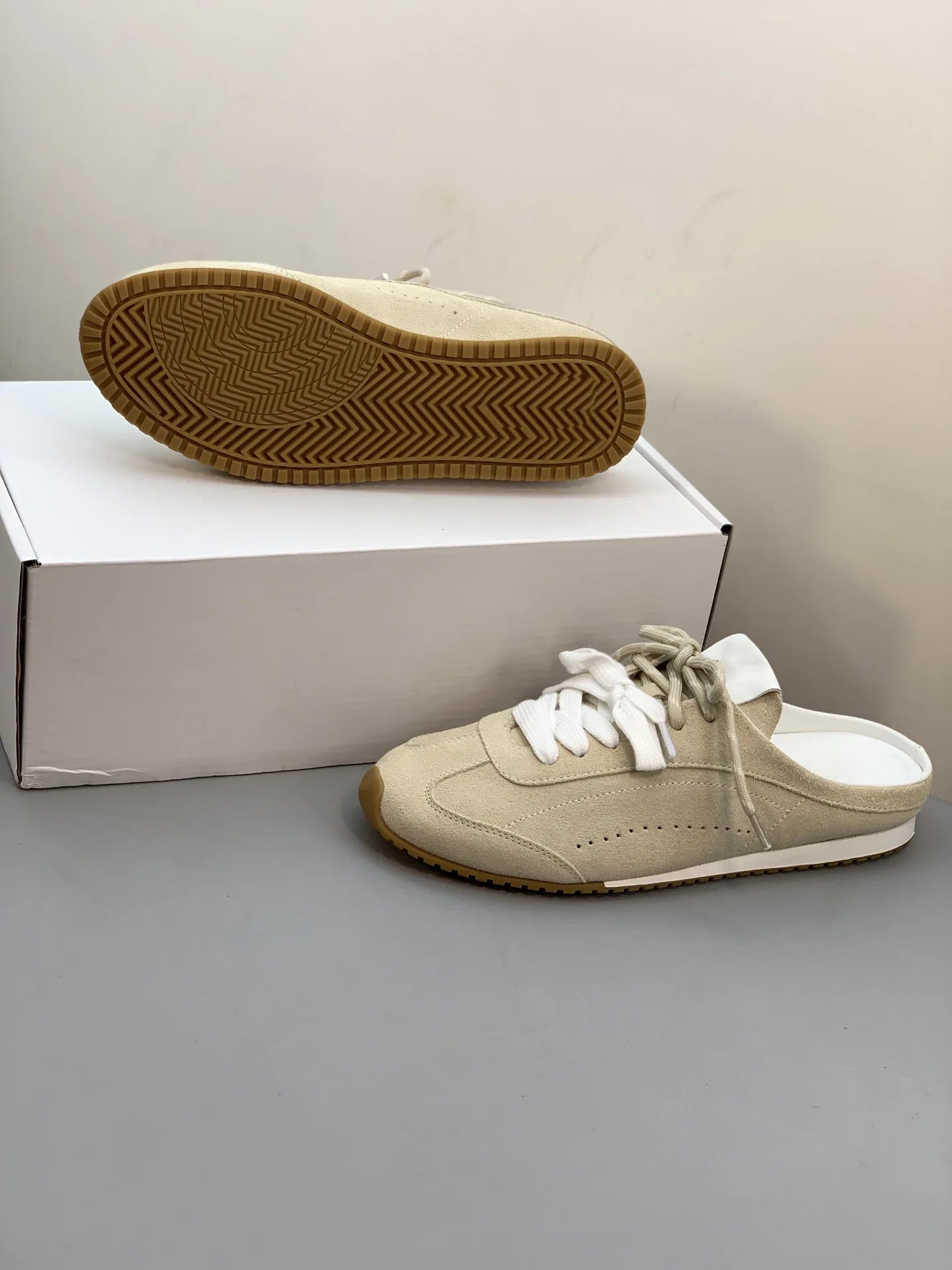 Women’s Retro Suede Trainer Mule Sneakers Slip On Backless True To Size Casual - Merch Gone Viral