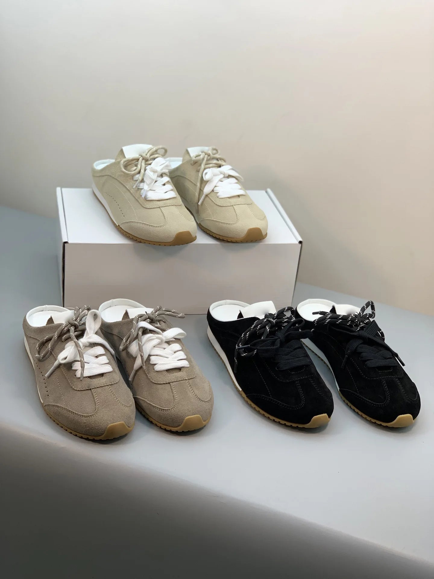 Women’s Retro Suede Trainer Mule Sneakers Slip On Backless True To Size Casual - Merch Gone Viral