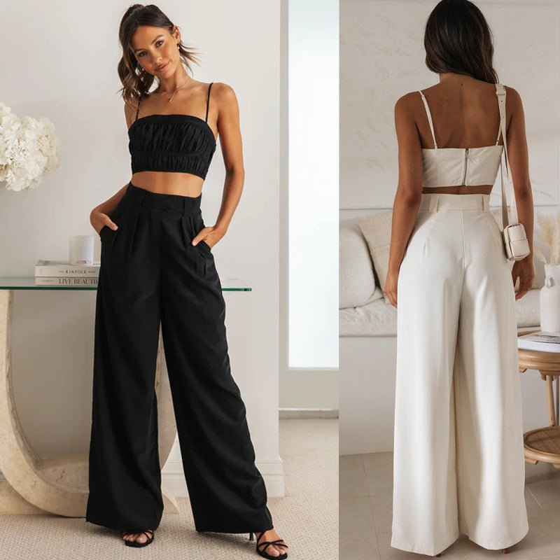 Womens Sleeveless luxury Short Top And Pants Set For Effortless Everyday Polished Desk To Dinner - merch gone viral.