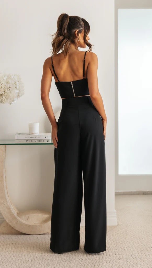 Womens Sleeveless luxury Short Top And Pants Set For Effortless Everyday Polished Desk To Dinner - merch gone viral.