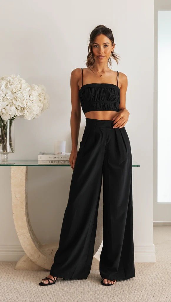 Womens Sleeveless luxury Short Top And Pants Set For Effortless Everyday Polished Desk To Dinner - merch gone viral.
