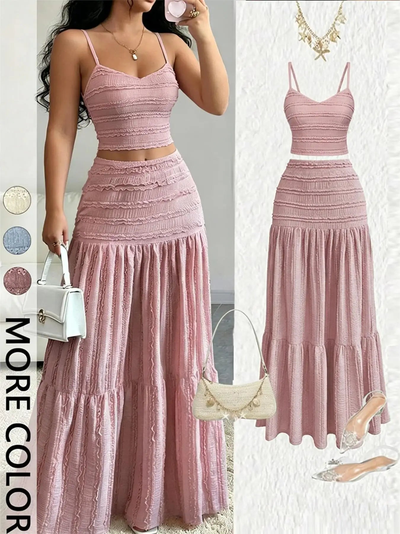 Women’s Strap Top And Half Skirt Set Polyester Korean Party Fit - Merch Gone Viral