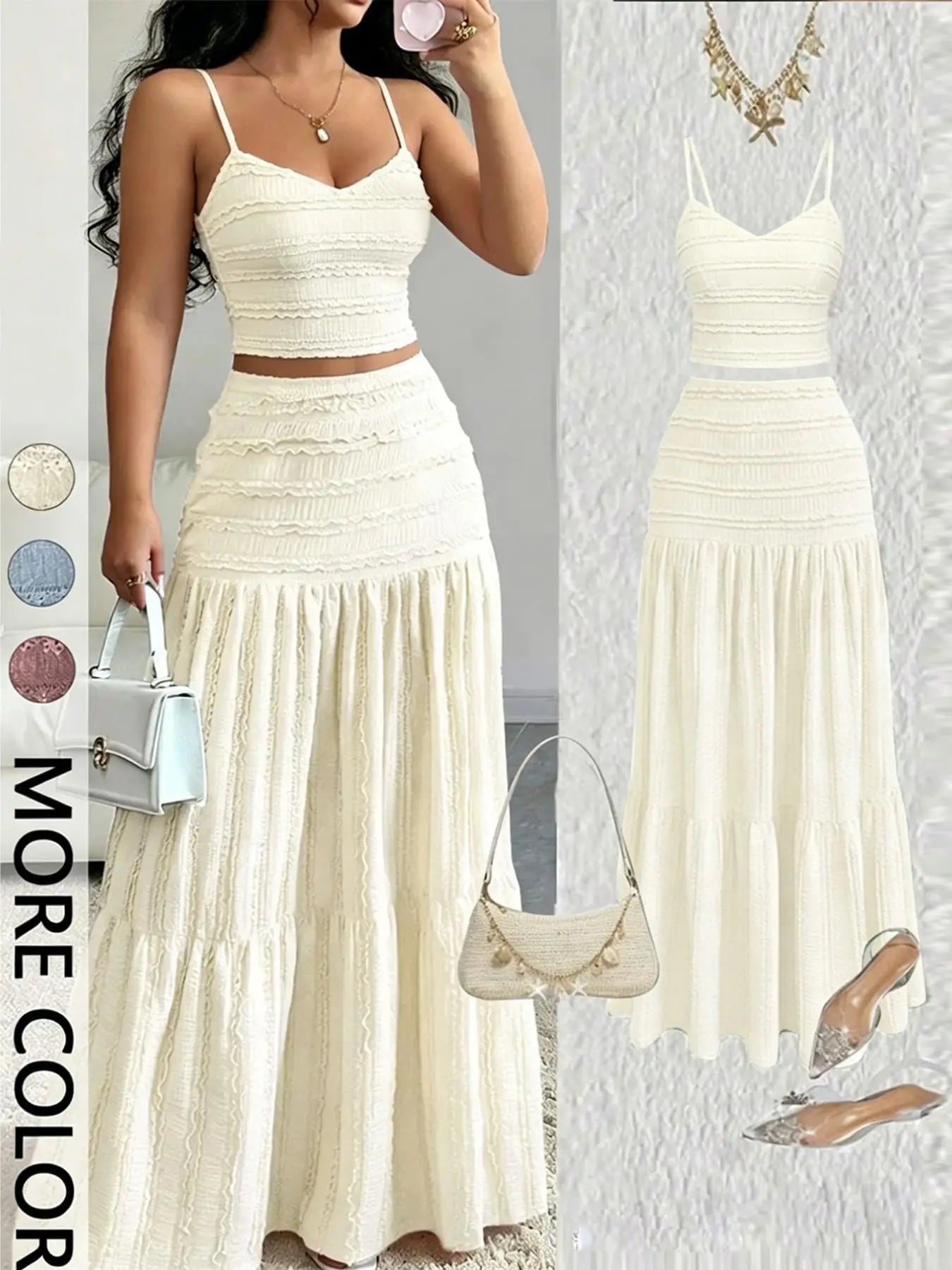 Women’s Strap Top And Half Skirt Set Polyester Korean Party Fit - Merch Gone Viral