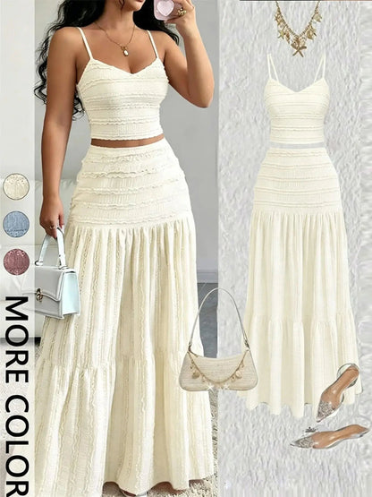 Women’s Strap Top And Half Skirt Set Polyester Korean Party Fit - Merch Gone Viral