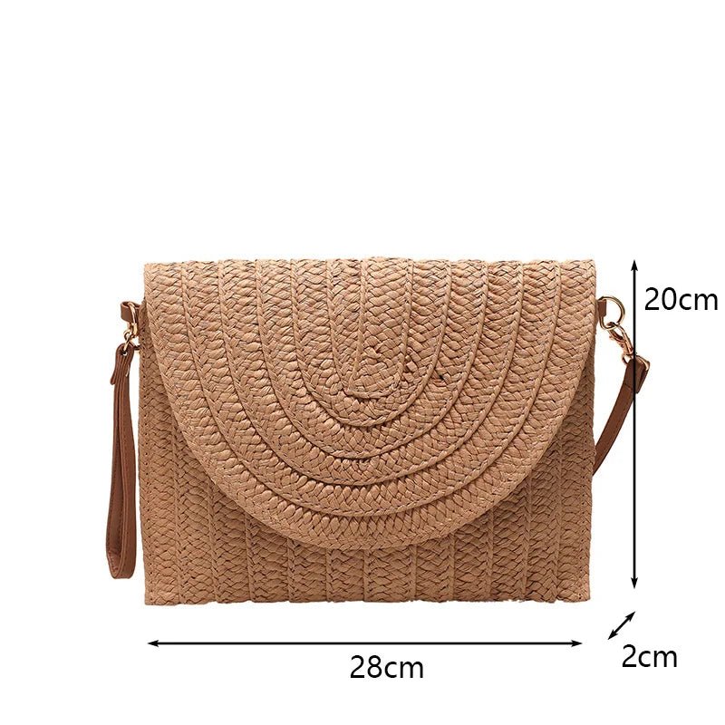 Women’s Straw Woven Shoulder Crossbody Bag Handcrafted Envelope Beach Purse - Merch Gone Viral