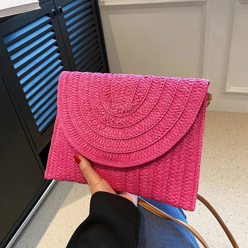 Women’s Straw Woven Shoulder Crossbody Bag Handcrafted Envelope Beach Purse - Merch Gone Viral