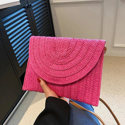 Women’s Straw Woven Shoulder Crossbody Bag Handcrafted Envelope Beach Purse - Merch Gone Viral
