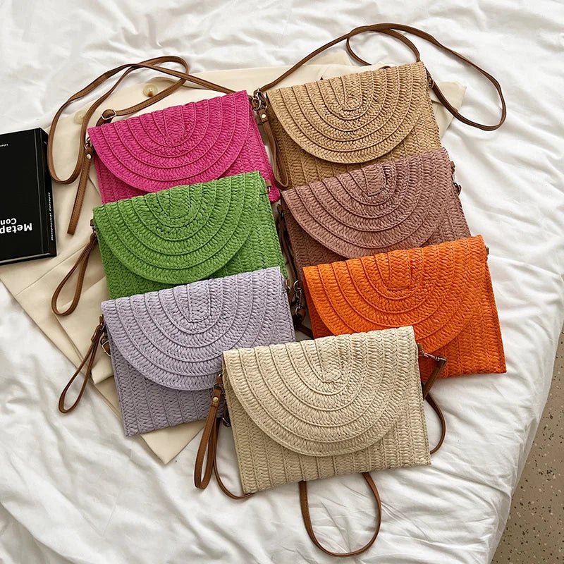 Women’s Straw Woven Shoulder Crossbody Bag Handcrafted Envelope Beach Purse - Merch Gone Viral