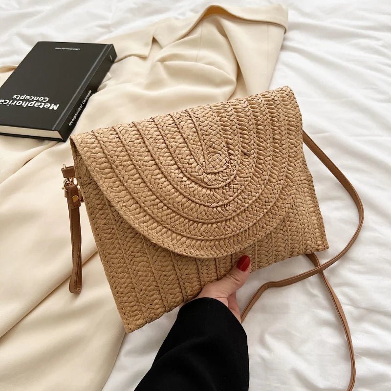 Women’s Straw Woven Shoulder Crossbody Bag Handcrafted Envelope Beach Purse - Merch Gone Viral