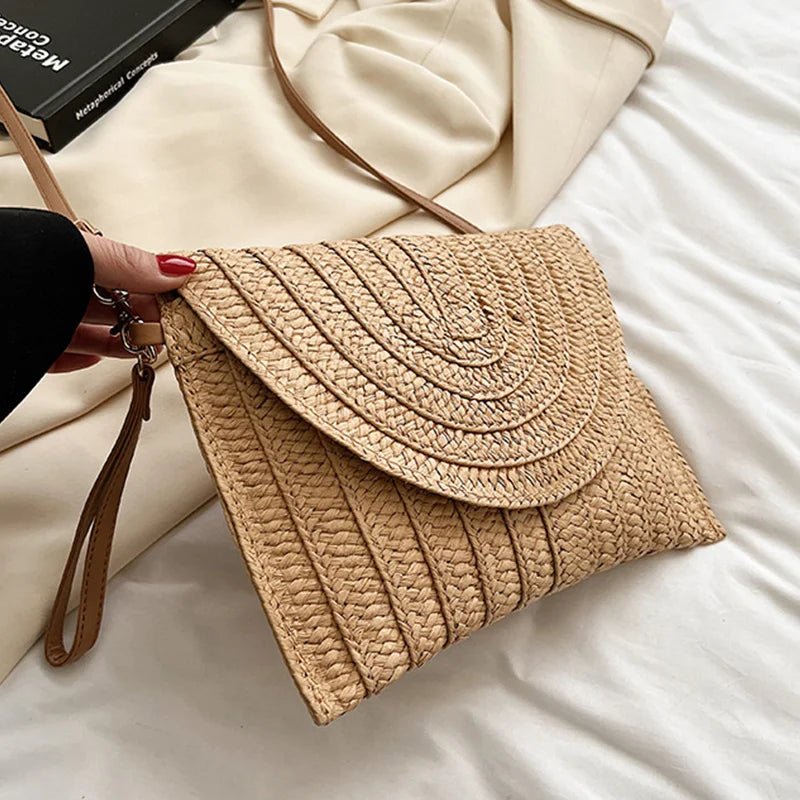 Women’s Straw Woven Shoulder Crossbody Bag Handcrafted Envelope Beach Purse - Merch Gone Viral