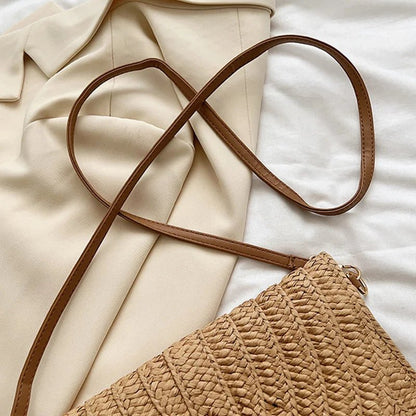 Women’s Straw Woven Shoulder Crossbody Bag Handcrafted Envelope Beach Purse - Merch Gone Viral