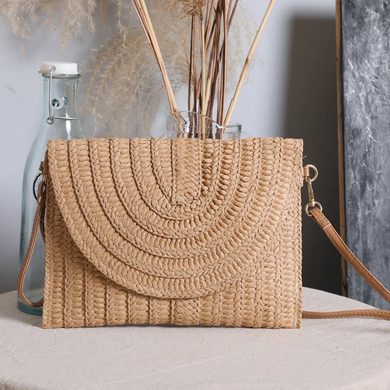 Women’s Straw Woven Shoulder Crossbody Bag Handcrafted Envelope Beach Purse - Merch Gone Viral