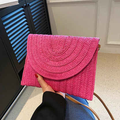 Women’s Straw Woven Shoulder Crossbody Bag Handcrafted Envelope Beach Purse - Merch Gone Viral