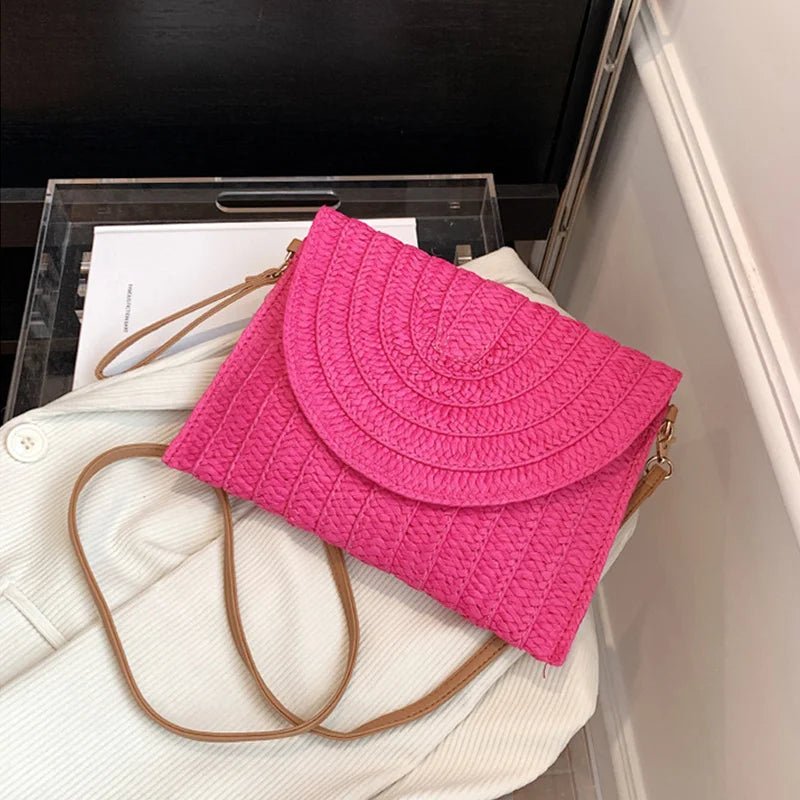 Women’s Straw Woven Shoulder Crossbody Bag Handcrafted Envelope Beach Purse - Merch Gone Viral