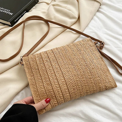 Women’s Straw Woven Shoulder Crossbody Bag Handcrafted Envelope Beach Purse - Merch Gone Viral