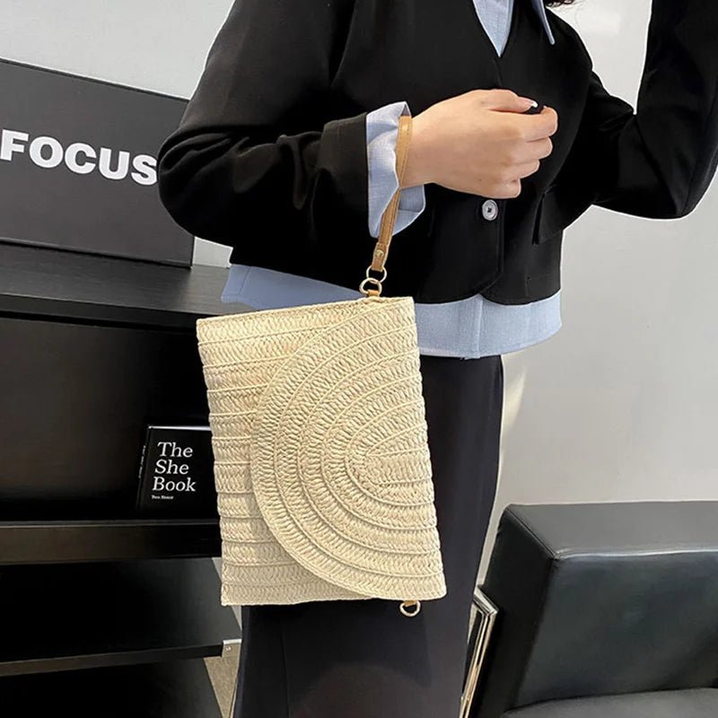 Women’s Straw Woven Shoulder Crossbody Bag Handcrafted Envelope Beach Purse - Merch Gone Viral