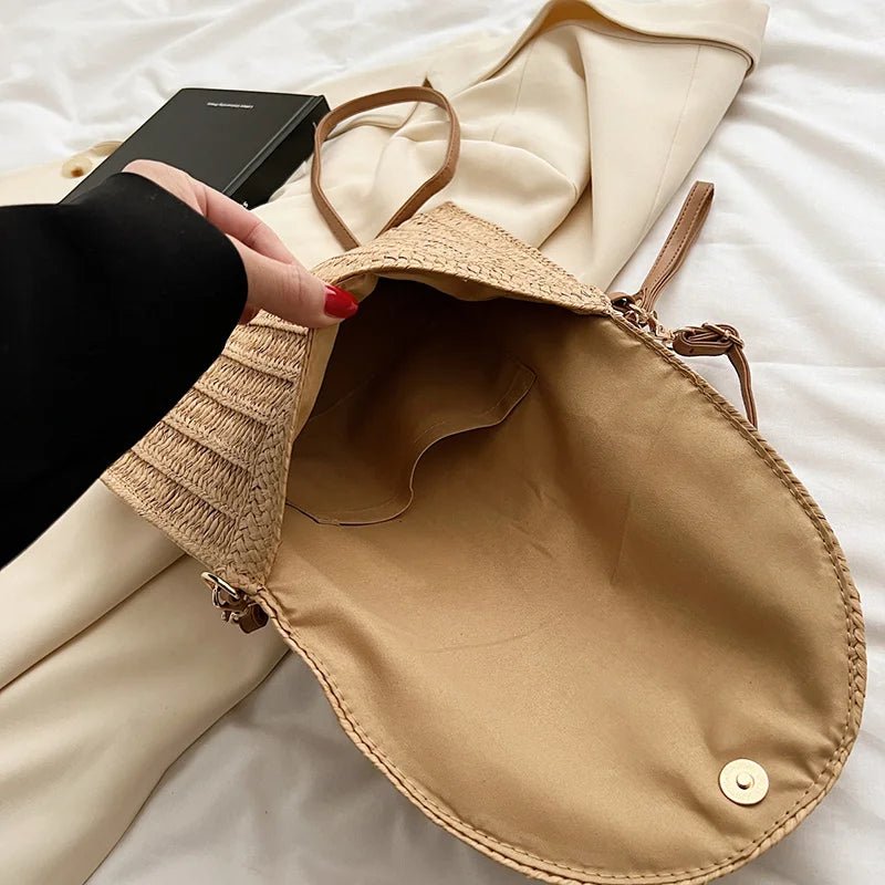 Women’s Straw Woven Shoulder Crossbody Bag Handcrafted Envelope Beach Purse - Merch Gone Viral