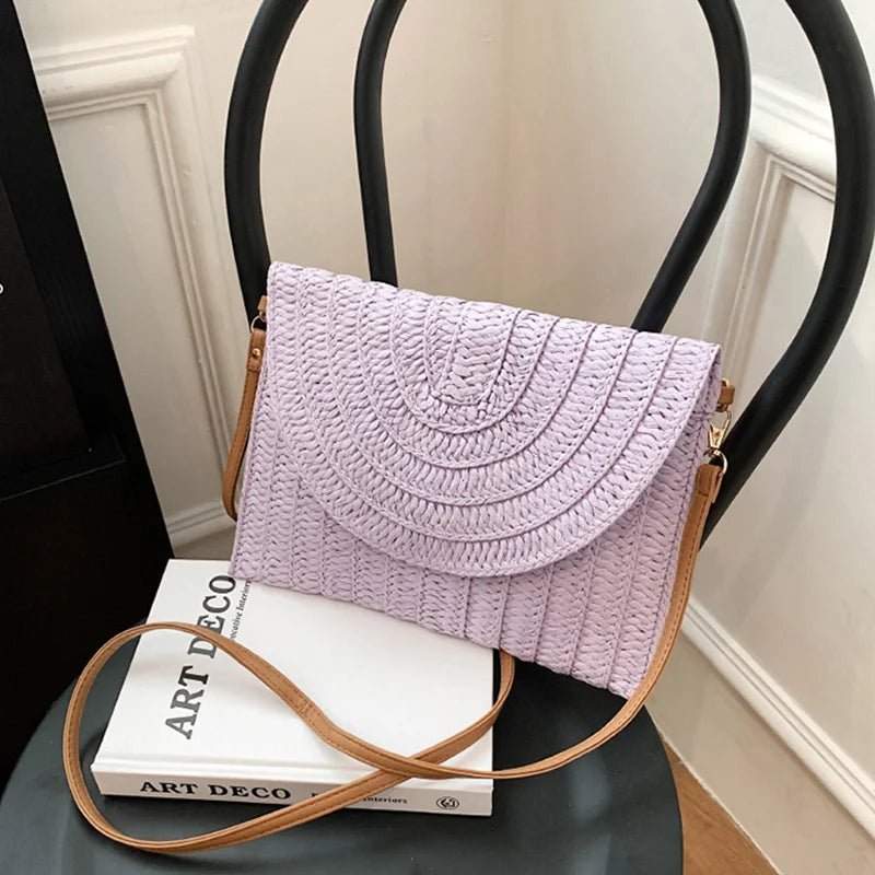 Women’s Straw Woven Shoulder Crossbody Bag Handcrafted Envelope Beach Purse - Merch Gone Viral