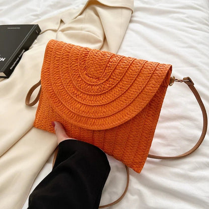Women’s Straw Woven Shoulder Crossbody Bag Handcrafted Envelope Beach Purse - Merch Gone Viral