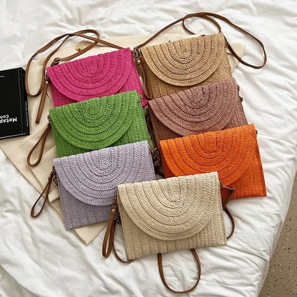 Women’s Straw Woven Shoulder Crossbody Bag Handcrafted Envelope Beach Purse - Merch Gone Viral