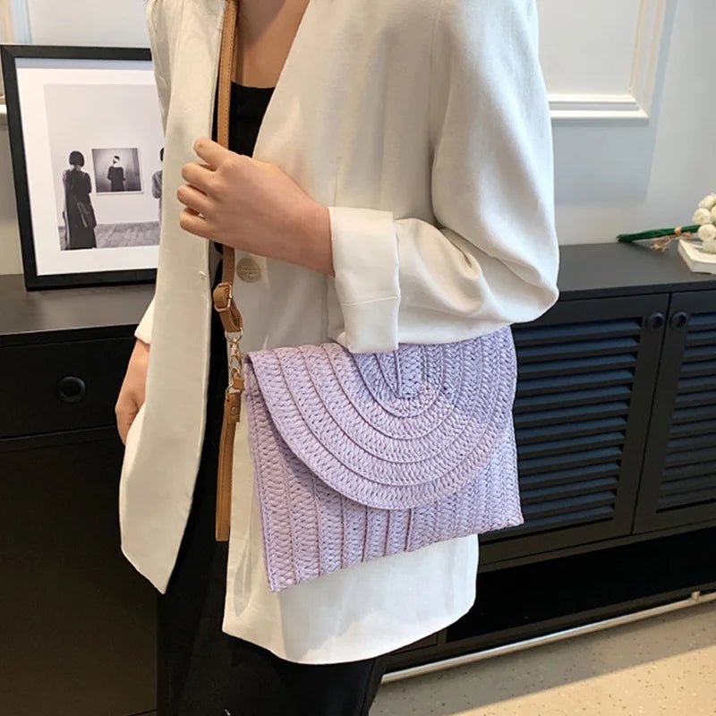 Women’s Straw Woven Shoulder Crossbody Bag Handcrafted Envelope Beach Purse - Merch Gone Viral