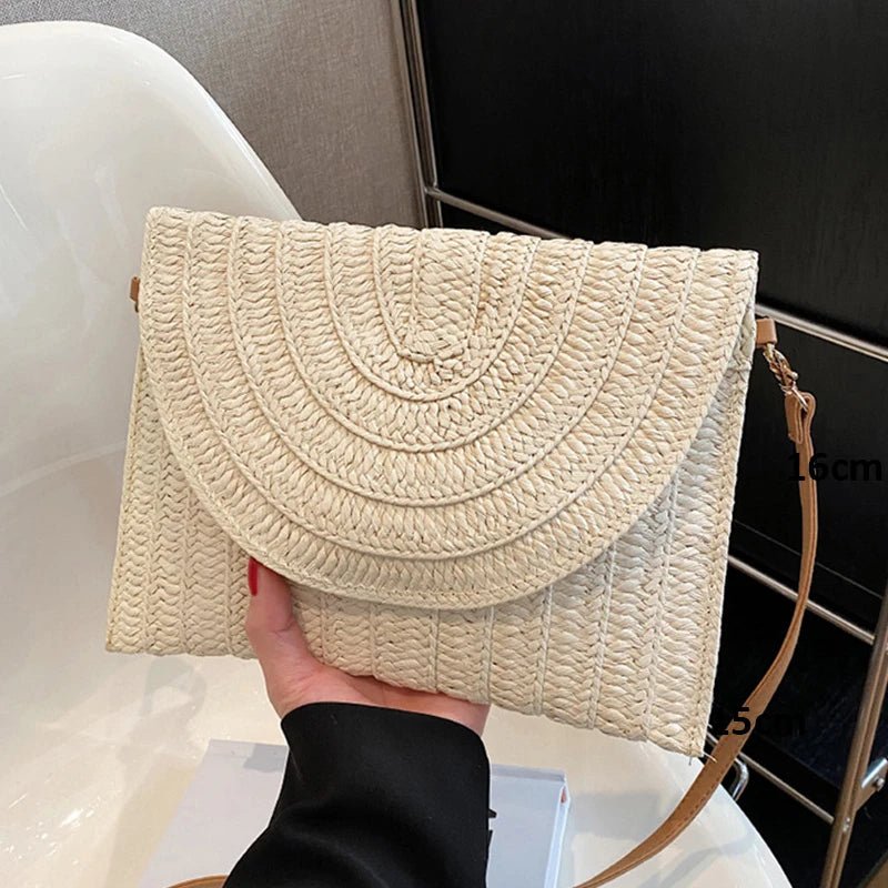 Women’s Straw Woven Shoulder Crossbody Bag Handcrafted Envelope Beach Purse - Merch Gone Viral