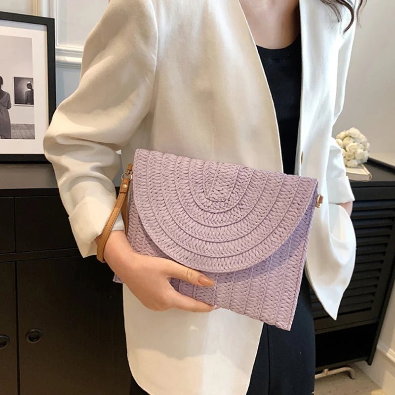 Women’s Straw Woven Shoulder Crossbody Bag Handcrafted Envelope Beach Purse - Merch Gone Viral