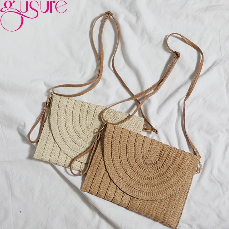 Women’s Straw Woven Shoulder Crossbody Bag Handcrafted Envelope Beach Purse - Merch Gone Viral