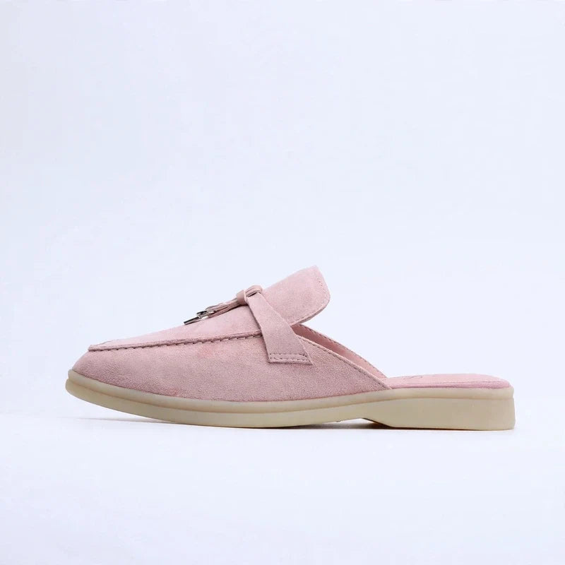 Suede backless mules with tassel detail