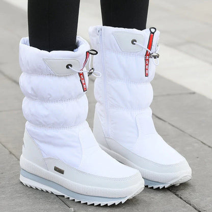 Quilted platform winter boots, side view