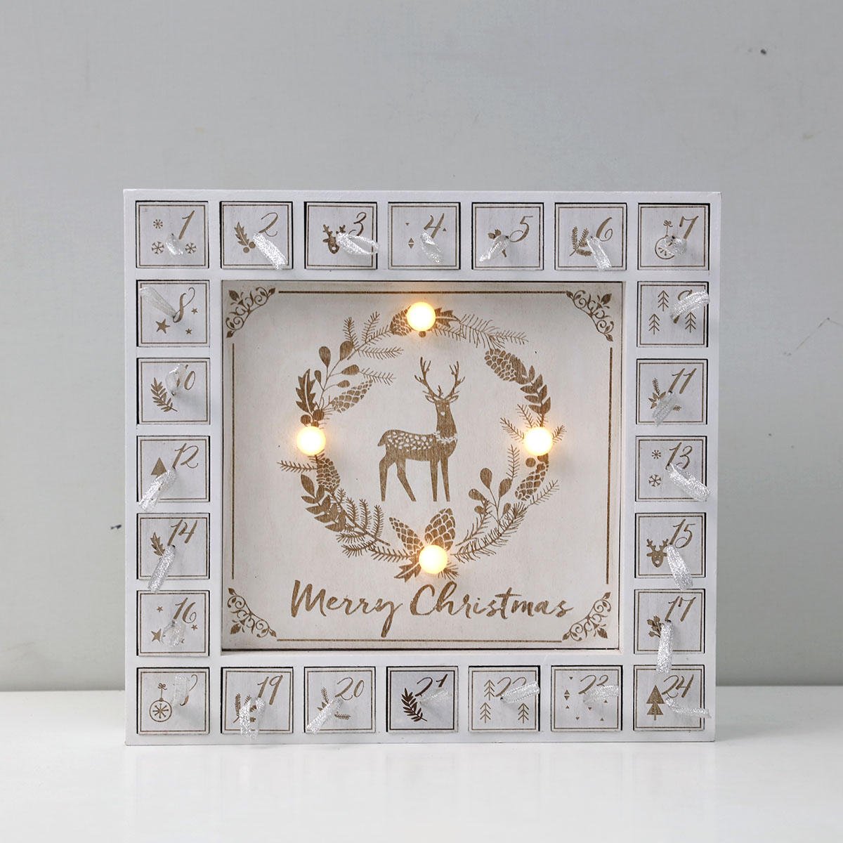 Wooden Christmas Advent Calendar With LED Lights For Home Decor - Merch Gone Viral