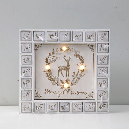 Wooden Christmas Advent Calendar With LED Lights For Home Decor - Merch Gone Viral