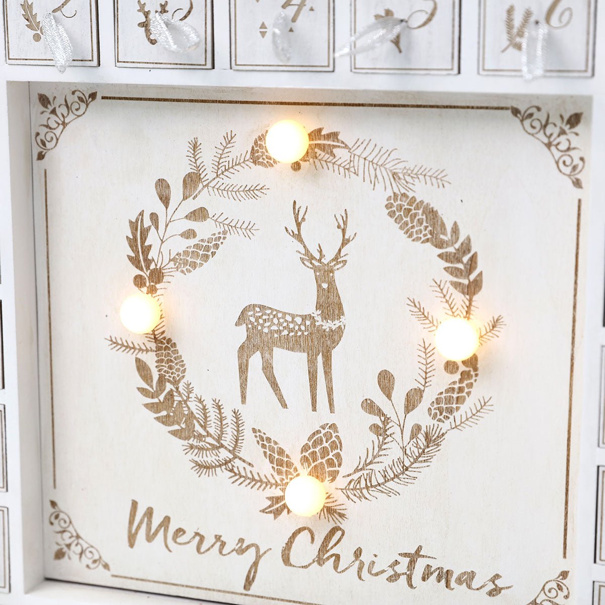 Wooden Christmas Advent Calendar With LED Lights For Home Decor - Merch Gone Viral