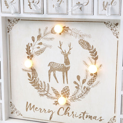 Wooden Christmas Advent Calendar With LED Lights For Home Decor - Merch Gone Viral