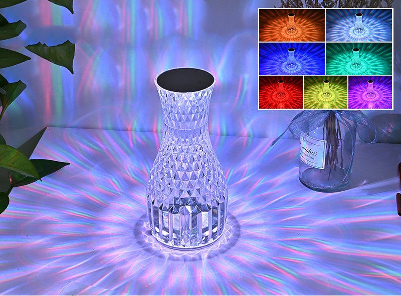 Your Perfect Luxury Crystal Vase Lamp Sits By Your Bedside With USB Charging And Diamond Glow. - merch gone viral.